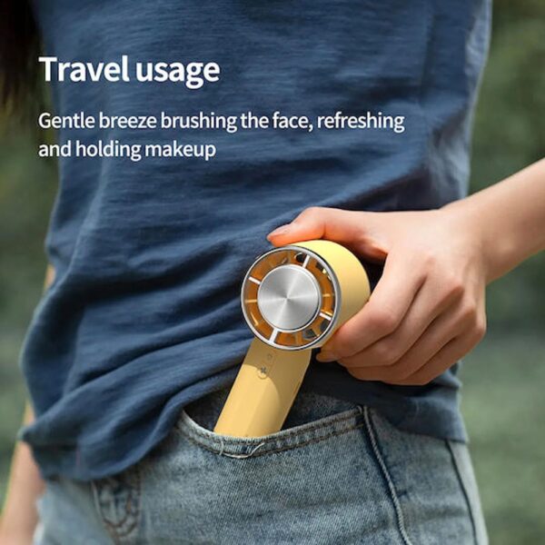 Techsuit HX138 Φορητό Ανεμιστηράκι Χειρός με Τρεις Ταχύτητες και Φακό 1200mAh Yellow