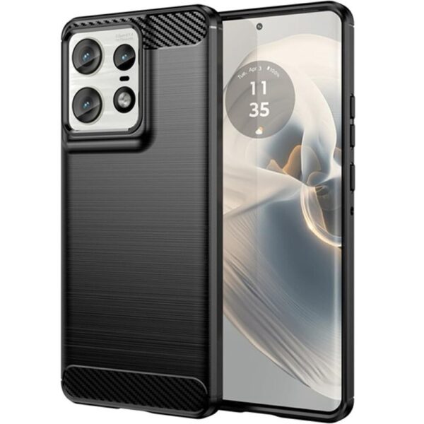 Forcell Motorola Edge 50 Pro Brushed Carbon Θήκη Σιλικόνης - Black