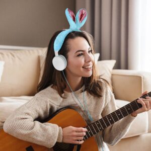 GJBY Rabbit On-Ear Ενσύρματα Ακουστικά με Βύσμα 3.5mm Γαλάζιο