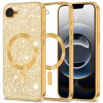 Techsuit iPhone 16e MagSafe Luxury Glitter Θήκη Με Πλαίσιο Σιλικόνης Διάφανη - Gold