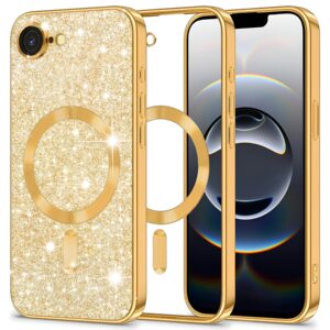 Techsuit iPhone 16e MagSafe Luxury Glitter Θήκη Με Πλαίσιο Σιλικόνης Διάφανη - Gold