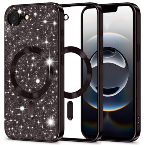 Techsuit iPhone 16e MagSafe Luxury Glitter Θήκη Με Πλαίσιο Σιλικόνης Διάφανη - Black