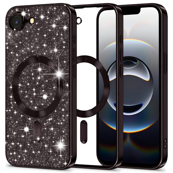 Techsuit iPhone 16e MagSafe Luxury Glitter Θήκη Με Πλαίσιο Σιλικόνης Διάφανη - Black Techsuit iPhone 16e MagSafe Luxury Glitter Θήκη Με Πλαίσιο Σιλικόνης Διάφανη - Black