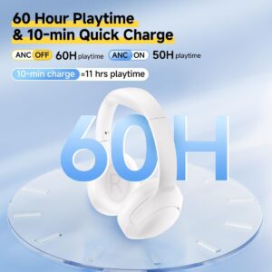 QCY H3 Lite Over-Ear Ασύρματα / Ενσύρματα Ακουστικά έως 60 ώρες ANC Λευκό