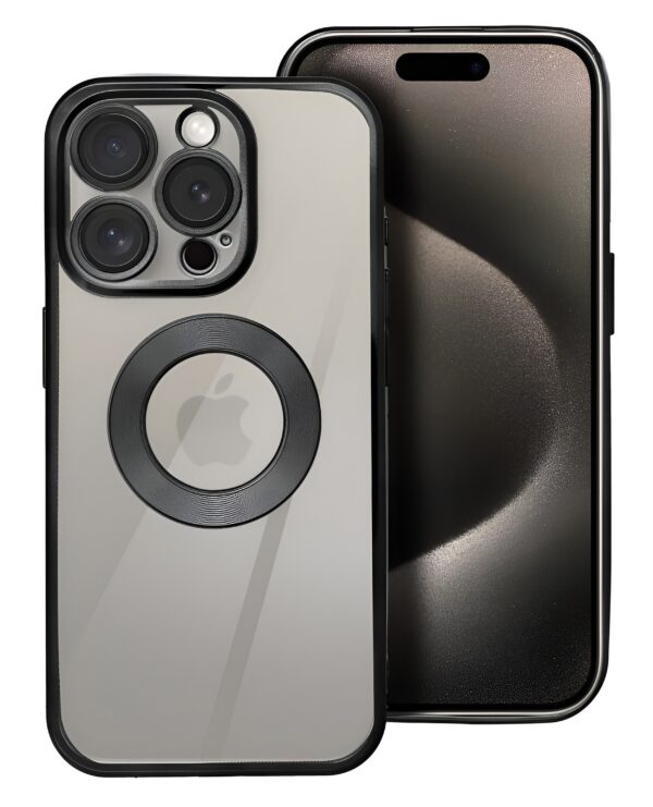 Forcell iPhone 16 Pro Max Glam Shockproof Θήκη με Πλαίσιο Σιλικόνης Διάφανη - Black