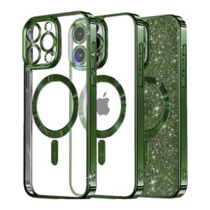Techsuit iPhone 13 Pro Max MagSafe Luxury Glitter Θήκη με Πλαίσιο Σιλικόνης Διάφανη - Light Green