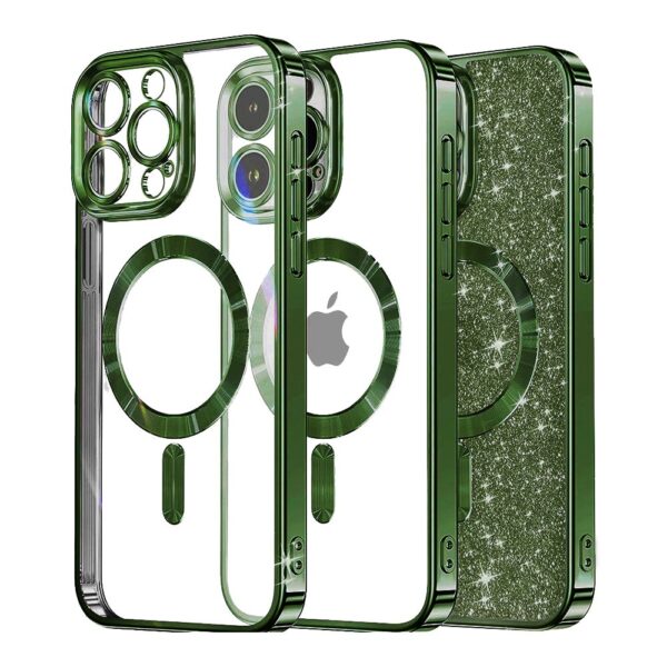 Techsuit iPhone 13 Pro Max MagSafe Luxury Glitter Θήκη με Πλαίσιο Σιλικόνης Διάφανη - Light Green