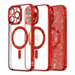 Techsuit iPhone 15 Pro Max MagSafe Luxury Glitter Θήκη με Πλαίσιο Σιλικόνης Διάφανη - Red