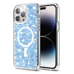Techsuit iPhone 14 MagSafe Sparkly Glitter Θήκη με Πλαίσιο Σιλικόνης Διάφανη - Blue
