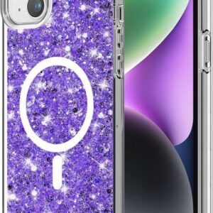 Techsuit iPhone 16 Pro MagSafe Sparkly Glitter Θήκη με Πλαίσιο Σιλικόνης Διάφανη - Purple