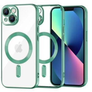 Techsuit iPhone 13 MagSafe Luxury Crystal Θήκη με Πλαίσιο Σιλικόνης Διάφανη - Green