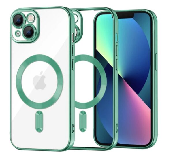 Techsuit iPhone 13 MagSafe Luxury Crystal Θήκη με Πλαίσιο Σιλικόνης Διάφανη - Green