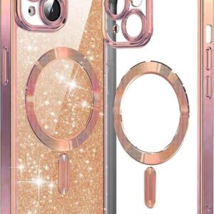 Techsuit iPhone 13 MagSafe Luxury Glitter Θήκη με Πλαίσιο Σιλικόνης Διάφανη - Rose Gold