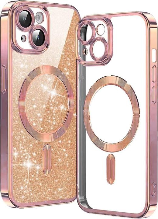 Techsuit iPhone 13 MagSafe Luxury Glitter Θήκη με Πλαίσιο Σιλικόνης Διάφανη - Rose Gold