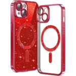 Techsuit iPhone 15 MagSafe Luxury Glitter Θήκη με Πλαίσιο Σιλικόνης Διάφανη - Red