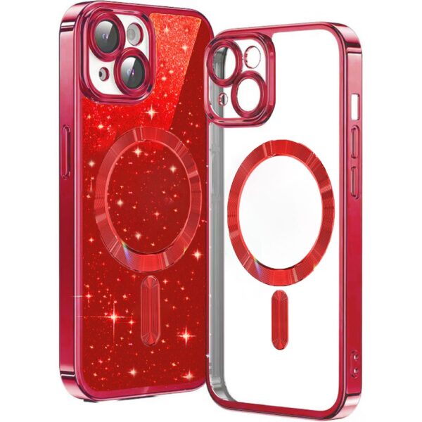 Techsuit iPhone 15 MagSafe Luxury Glitter Θήκη με Πλαίσιο Σιλικόνης Διάφανη - Red Techsuit iPhone 15 MagSafe Luxury Glitter Θήκη με Πλαίσιο Σιλικόνης Διάφανη - Red