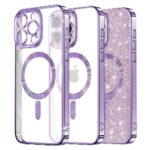Techsuit iPhone 16 Pro MagSafe Luxury Glitter Θήκη με Πλαίσιο Σιλικόνης Διάφανη - Light Purple