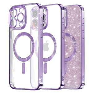 Techsuit iPhone 16 Pro MagSafe Luxury Glitter Θήκη με Πλαίσιο Σιλικόνης Διάφανη - Light Purple