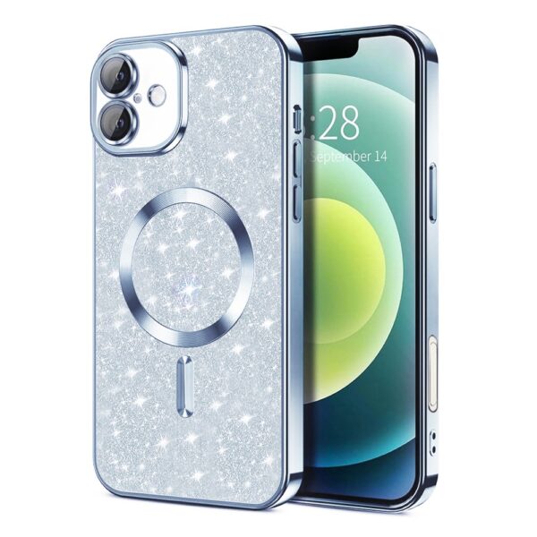 Techsuit iPhone 16 MagSafe Luxury Glitter Θήκη με Πλαίσιο Σιλικόνης Διάφανη - Light Blue