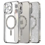 Techsuit iPhone 16 Pro MagSafe Luxury Glitter Θήκη με Πλαίσιο Σιλικόνης Διάφανη - Silver