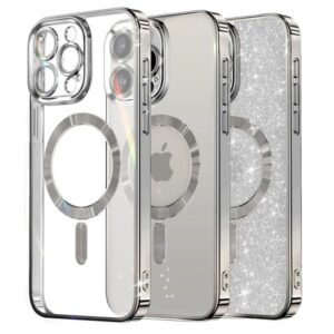Techsuit iPhone 16 Pro MagSafe Luxury Glitter Θήκη με Πλαίσιο Σιλικόνης Διάφανη - Silver