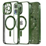 Techsuit iPhone 16 Pro MagSafe Luxury Glitter Θήκη με Πλαίσιο Σιλικόνης Διάφανη - Deep Green