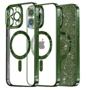 Techsuit iPhone 16 Pro MagSafe Luxury Glitter Θήκη με Πλαίσιο Σιλικόνης Διάφανη - Deep Green