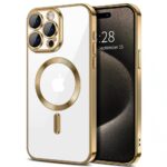 Techsuit iPhone 16 Pro MagSafe Luxury Crystal Θήκη με Πλαίσιο Σιλικόνης Διάφανη - Gold