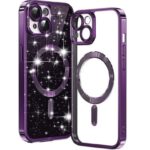 Techsuit iPhone 15 MagSafe Luxury Glitter Θήκη με Πλαίσιο Σιλικόνης Διάφανη - Deep Purple