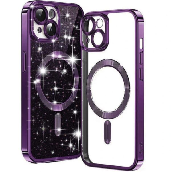 Techsuit iPhone 15 MagSafe Luxury Glitter Θήκη με Πλαίσιο Σιλικόνης Διάφανη - Deep Purple Techsuit iPhone 15 MagSafe Luxury Glitter Θήκη με Πλαίσιο Σιλικόνης Διάφανη - Deep Purple