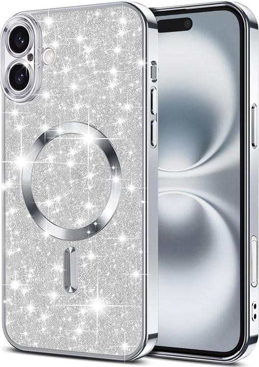 Techsuit iPhone 16 MagSafe Luxury Glitter Θήκη με Πλαίσιο Σιλικόνης Διάφανη - Silver