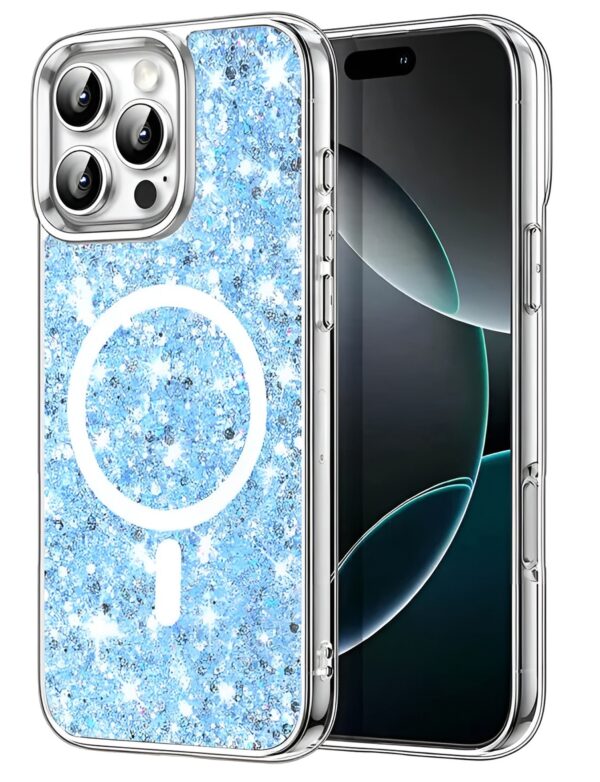 Techsuit iPhone 16 Pro Sparkly Glitter Θήκη Σκληρή με Magsafe - Blue