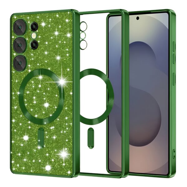 Techsuit Samsung Galaxy S25 Ultra Luxury Glitter Magsafe Θήκη Σιλικόνης - Deep Green