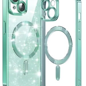 Techsuit iPhone 15 Luxury Glitter Θήκη Σιλικόνης με Magsafe - Light Green