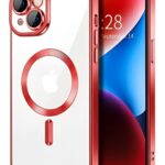 Techsuit iPhone 14 MagSafe Luxury Crystal Θήκη Με Πλαίσιο Σιλικόνης Διάφανη - Red