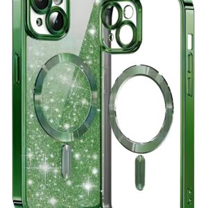 Techsuit iPhone 13 MagSafe Luxury Glitter Θήκη με Πλαίσιο Σιλικόνης Διάφανη - Deep Green