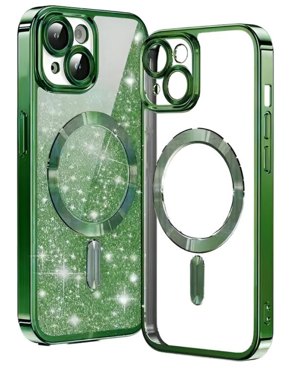 Techsuit iPhone 13 MagSafe Luxury Glitter Θήκη με Πλαίσιο Σιλικόνης Διάφανη - Deep Green