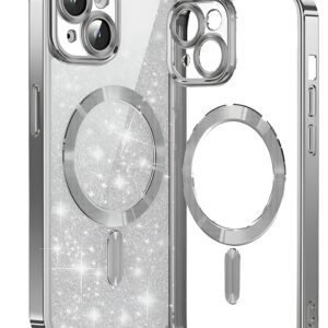 Techsuit iPhone 15 MagSafe Luxury Glitter Θήκη Με Πλαίσιο Σιλικόνης Διάφανη - Silver