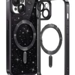 Techsuit iPhone 15 MagSafe Luxury Glitter Θήκη Με Πλαίσιο Σιλικόνης Διάφανη - Black
