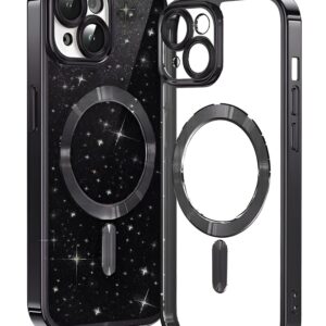 Techsuit iPhone 15 MagSafe Luxury Glitter Θήκη Με Πλαίσιο Σιλικόνης Διάφανη - Black