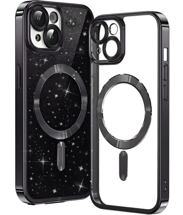 Techsuit iPhone 15 MagSafe Luxury Glitter Θήκη Με Πλαίσιο Σιλικόνης Διάφανη - Black Techsuit iPhone 15 MagSafe Luxury Glitter Θήκη Με Πλαίσιο Σιλικόνης Διάφανη - Black