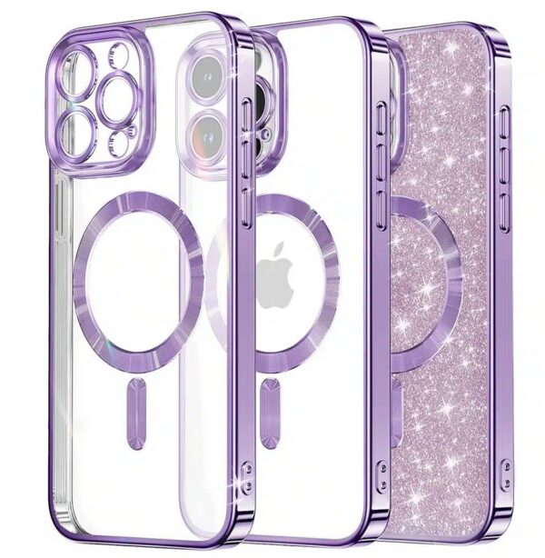 Techsuit iPhone 13 Pro Max MagSafe Luxury Glitter Θήκη με Πλαίσιο Σιλικόνης Διάφανη - Light Purple
