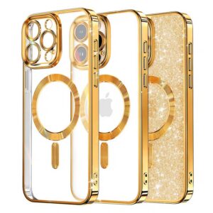 Techsuit iPhone 13 Pro Max MagSafe Luxury Glitter Θήκη με Πλαίσιο Σιλικόνης Διάφανη - Gold