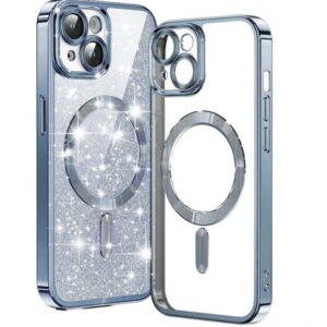 Techsuit iPhone 14 MagSafe Luxury Glitter Θήκη με Πλαίσιο Σιλικόνης Διάφανη - Light Blue