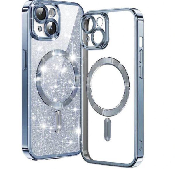Techsuit iPhone 14 MagSafe Luxury Glitter Θήκη με Πλαίσιο Σιλικόνης Διάφανη - Light Blue