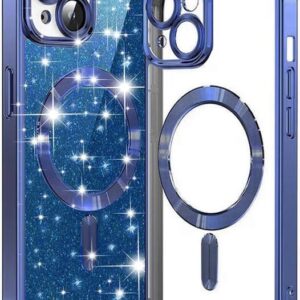 Techsuit iPhone 15 MagSafe Luxury Glitter Θήκη με Πλαίσιο Σιλικόνης Διάφανη - Deep Blue