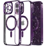 Techsuit iPhone 15 Pro Max MagSafe Luxury Glitter Θήκη με Πλαίσιο Σιλικόνης Διάφανη - Deep Purple