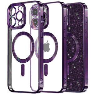 Techsuit iPhone 15 Pro Max MagSafe Luxury Glitter Θήκη με Πλαίσιο Σιλικόνης Διάφανη - Deep Purple