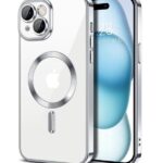 Techsuit iPhone 15 MagSafe Luxury Crystal Θήκη με Πλαίσιο Σιλικόνης Διάφανη - Silver