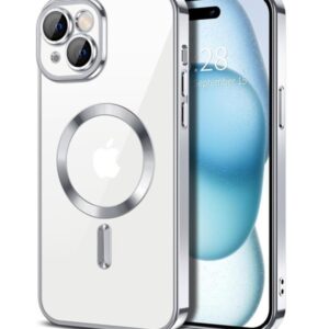 Techsuit iPhone 15 MagSafe Luxury Crystal Θήκη με Πλαίσιο Σιλικόνης Διάφανη - Silver